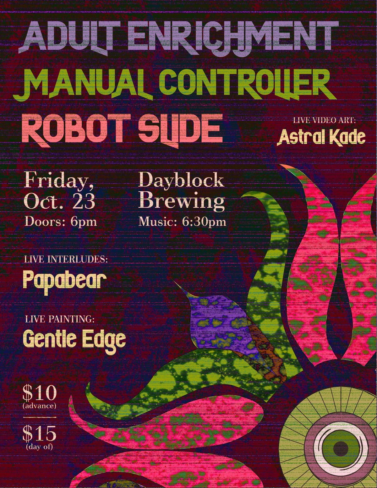 Adult Enrichment, Manual Controller and Robot Slide at Dayblock flyer — event organizers, via mnVibe (mnvibe.com)